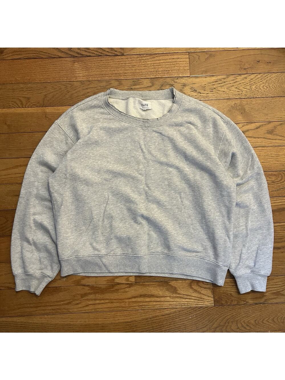 Mate The Label Distressed Oversized French Terry Pullover Sweatshirt XL